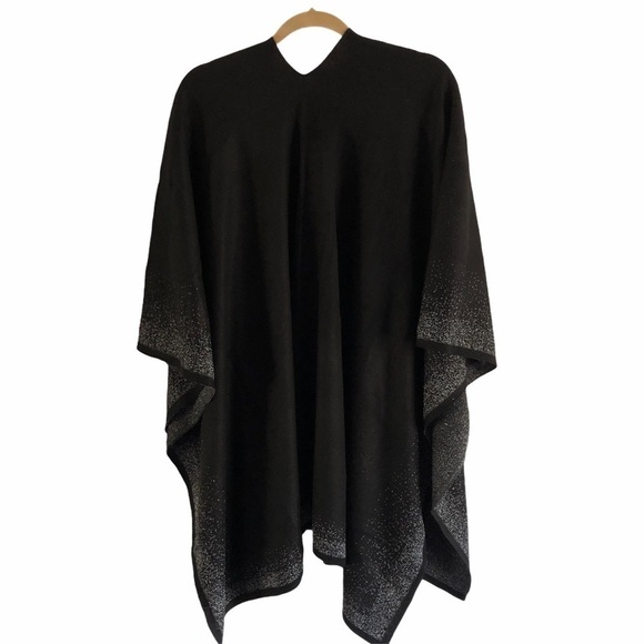 Calvin Klein Cape Black & Silver Metallic Knit One Size - Picture 7 of 15
